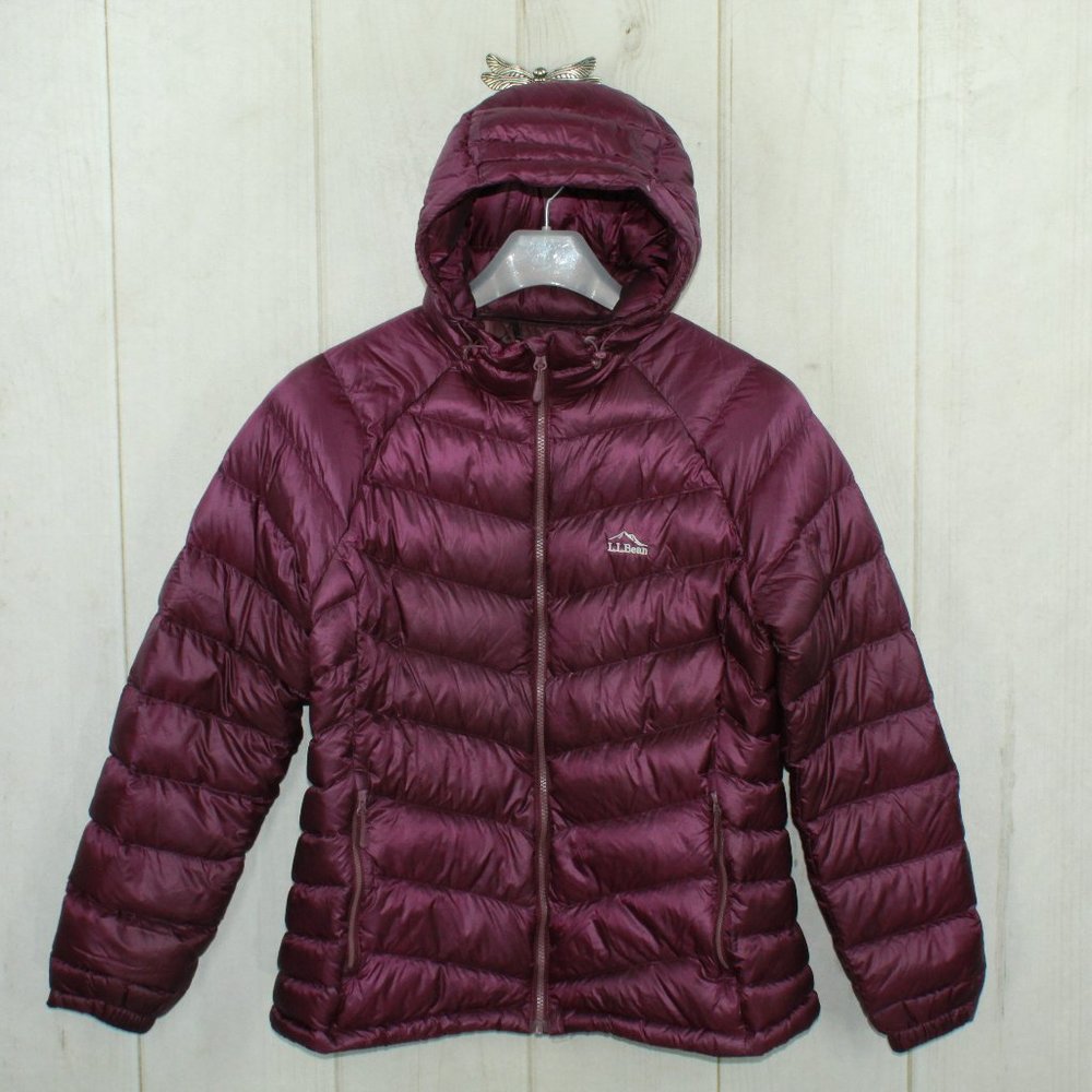 LLBEAN Purple Nylon Ultralight 850 Down Full Zip Winter Jacket Size L
